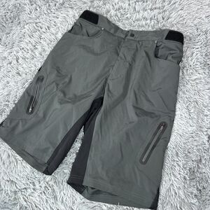 Zoic Shorts Mens Extra Large Gray Black Ether Elastic Adjustable Waist Cycling